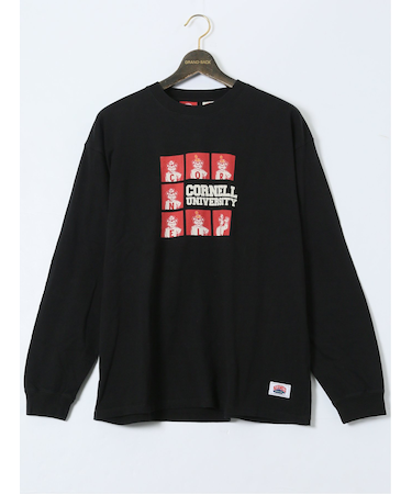 【大きいサイズ】ナツメグ/NUTMEG×CORNELL 綿100% プリントクルー長袖Ｔシャツ