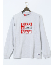 【大きいサイズ】ナツメグ/NUTMEG×CORNELL 綿100% プリントクルー長袖Tシャツ