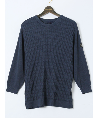 【大きいサイズ】ジーステージ/G-stage ストレッチ ウォッシャブル ブリスター クルーニット