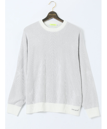 【大きいサイズ】ビバハート/VIVA HEART ストレッチ ハンドウォッシャブル 裏地付 畔編みクルーニット