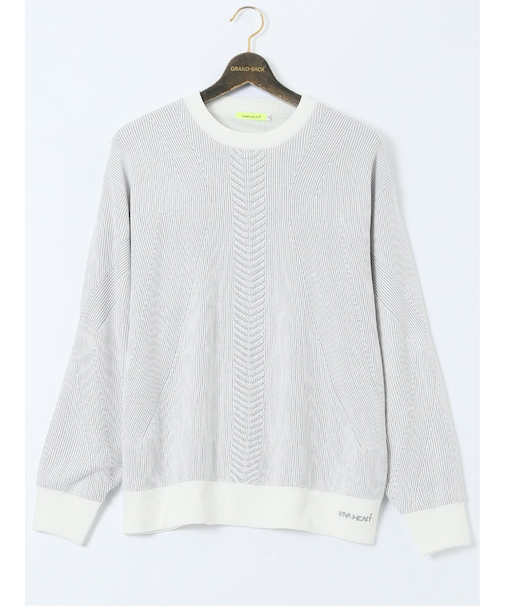 【大きいサイズ】ビバハート/VIVA HEART ストレッチ ハンドウォッシャブル 裏地付 畔編みクルーニット