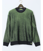 【大きいサイズ】ビバハート/VIVA HEART ストレッチ ハンドウォッシャブル 裏地付 畔編みクルーニット