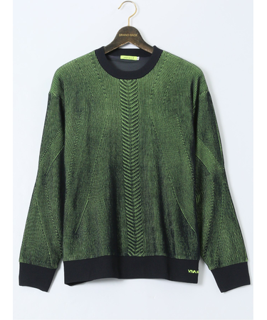 【大きいサイズ】ビバハート/VIVA HEART ストレッチ ハンドウォッシャブル 裏地付 畔編みクルーニット