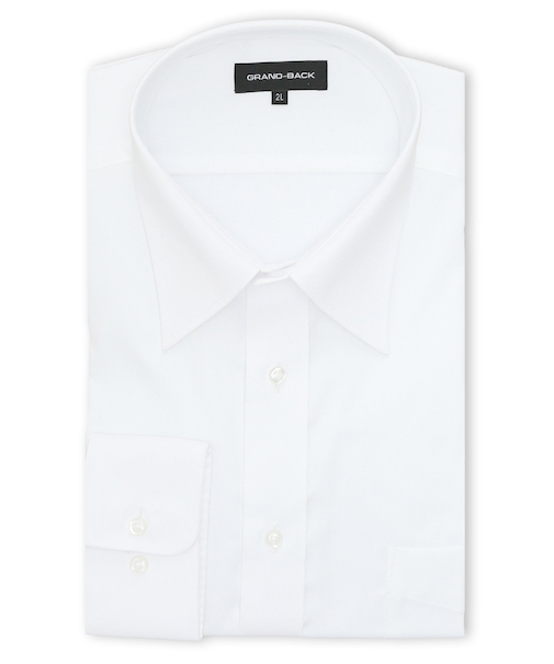 【大きいサイズ】グランバック/GRAND-BACK 綿100% 形態安定 セミワイドカラー長袖シャツ