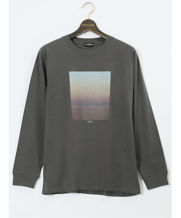 【大きいサイズ】ルイシャブロン/LOUIS CHAVLON 綿天竺 ボックスプリント クルーネック長袖Tシャツ