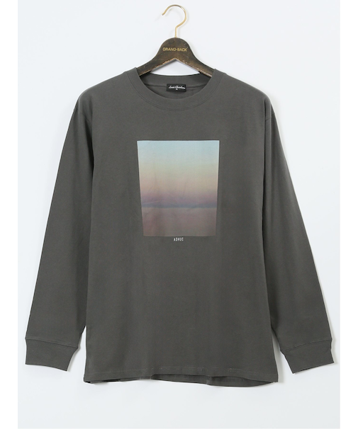 【大きいサイズ】ルイシャブロン/LOUIS CHAVLON 綿天竺 ボックスプリント クルーネック長袖Tシャツ