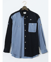 【大きいサイズ】シナコバ/SINA COVA コーデュロイ配色 ボタンダウン長袖シャツ