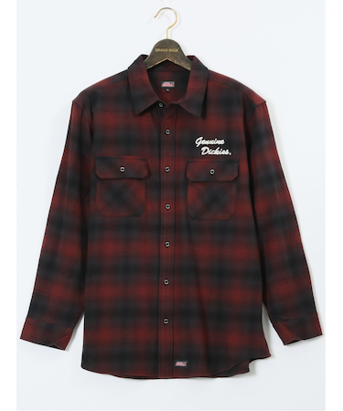 【大きいサイズ】ジュニュイン ディッキーズ/Genuine Dickies 綿100% チェック柄 ワークシャツ