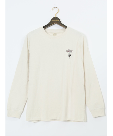 【大きいサイズ】ミッキーマウス ピグメント風プリント クルーネック長袖Ｔシャツ