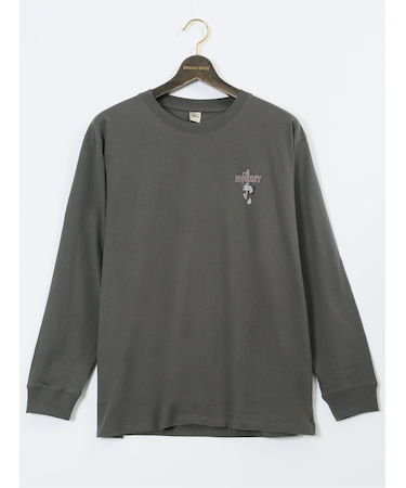 【大きいサイズ】ミッキーマウス ピグメント風プリント クルーネック長袖Ｔシャツ