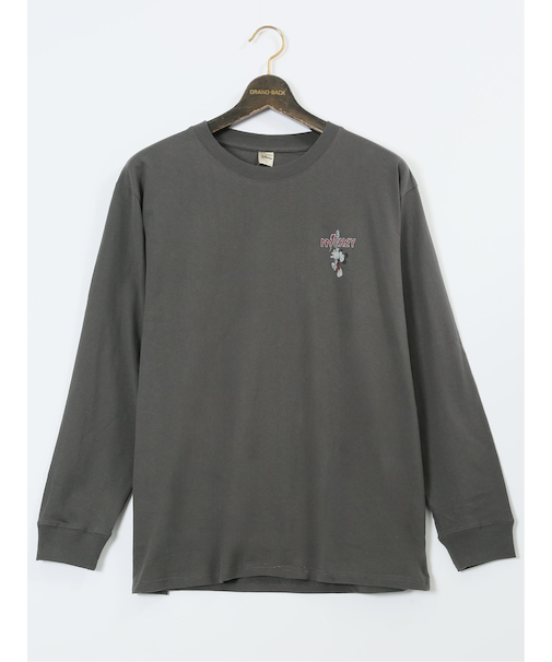 【大きいサイズ】ミッキーマウス ピグメント風プリント クルーネック長袖Ｔシャツ