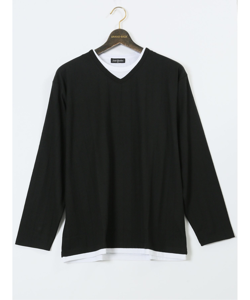 【大きいサイズ】ルイシャブロン/LOUIS CHAVLON ふくれジャガードストライプ 長袖Tシャツ