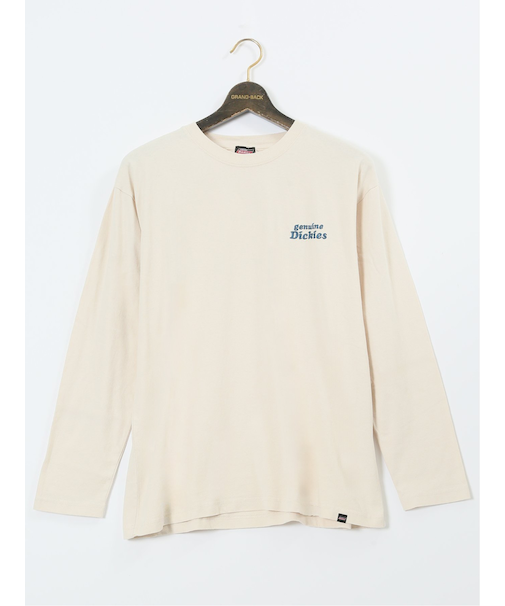 【大きいサイズ】ジュニュイン ディッキーズ/Genuine Dickies パウダーブリーチ加工プリント クルーネック長袖Ｔシャツ