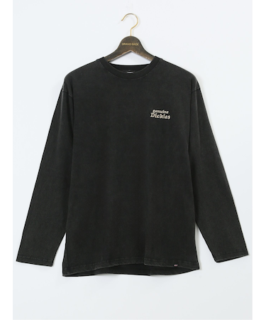 【大きいサイズ】ジュニュイン ディッキーズ/Genuine Dickies パウダーブリーチ加工プリント クルーネック長袖Ｔシャツ