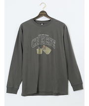 【大きいサイズ】トムとジェリー ピグメント風プリント クルーネック長袖Ｔシャツ