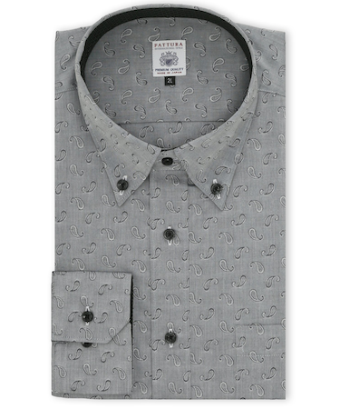 【大きいサイズ】ファットゥーラ/FATTURA 日本製 綿100% ボタンダウン長袖シャツ