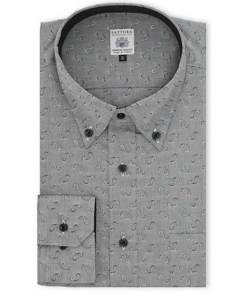 【大きいサイズ】ファットゥーラ/FATTURA 日本製 綿100% ボタンダウン長袖シャツ