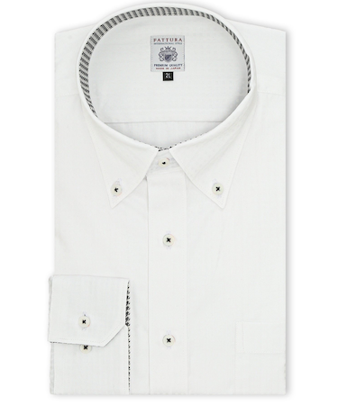 【大きいサイズ】ファットゥーラ/FATTURA 日本製 綿100% ボタンダウン長袖シャツ