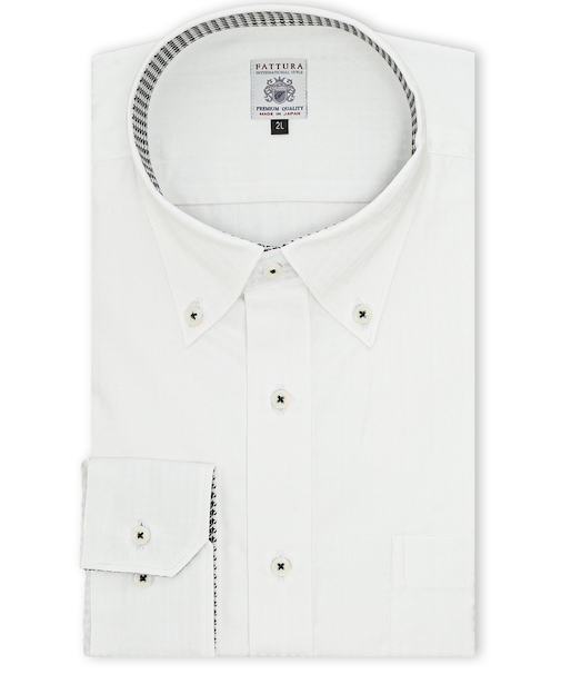 【大きいサイズ】ファットゥーラ/FATTURA 日本製 綿100% ボタンダウン長袖シャツ