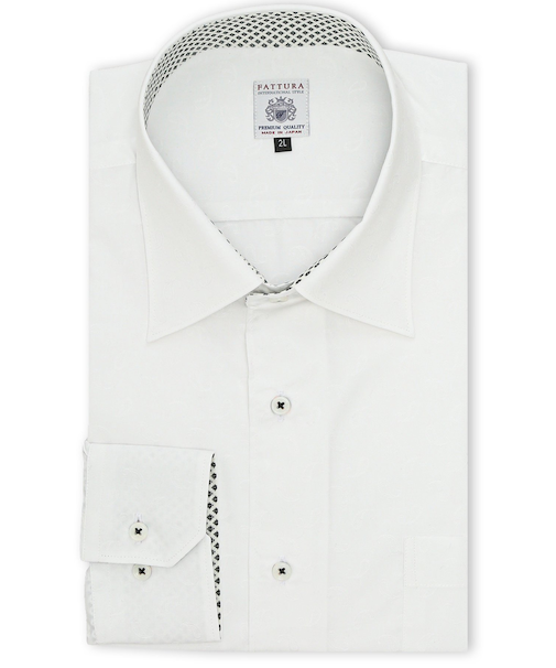 【大きいサイズ】ファットゥーラ/FATTURA 日本製 綿100% セミワイドカラー長袖シャツ