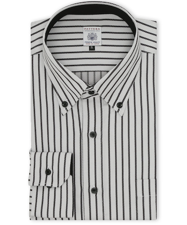 【大きいサイズ】ファットゥーラ/FATTURA 日本製 綿100% ボタンダウン長袖シャツ