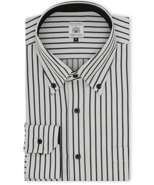 【大きいサイズ】ファットゥーラ/FATTURA 日本製 綿100% ボタンダウン長袖シャツ