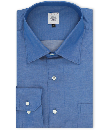 【大きいサイズ】ファットゥーラ/FATTURA 日本製 綿100% セミワイドカラー長袖シャツ
