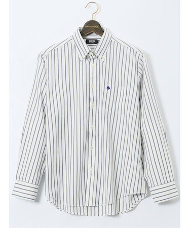 【大きいサイズ】ポロ・ビーシーエス/POLO BCS ツイルストライプ ボタンダウン長袖シャツ