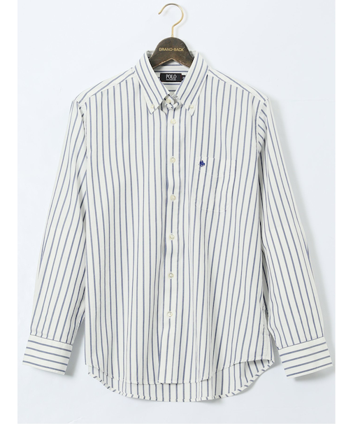 【大きいサイズ】ポロ・ビーシーエス/POLO BCS ツイルストライプ ボタンダウン長袖シャツ