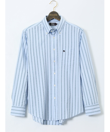 【大きいサイズ】ポロ・ビーシーエス/POLO BCS サッカーストライプ ボタンダウン長袖シャツ