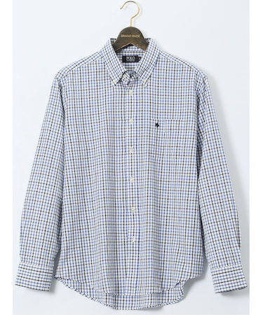 【大きいサイズ】ポロ/POLO 綿麻チェック ボタンダウン長袖シャツ