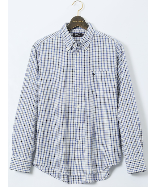 【大きいサイズ】ポロ/POLO 綿麻チェック ボタンダウン長袖シャツ