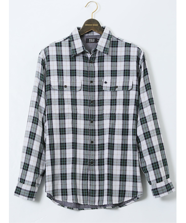 【大きいサイズ】ポロ・ビーシーエス/POLO BCS ダブルガーゼチェック ボタンダウン長袖シャツ