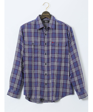 【大きいサイズ】ポロ・ビーシーエス/POLO BCS ダブルガーゼチェック ボタンダウン長袖シャツ