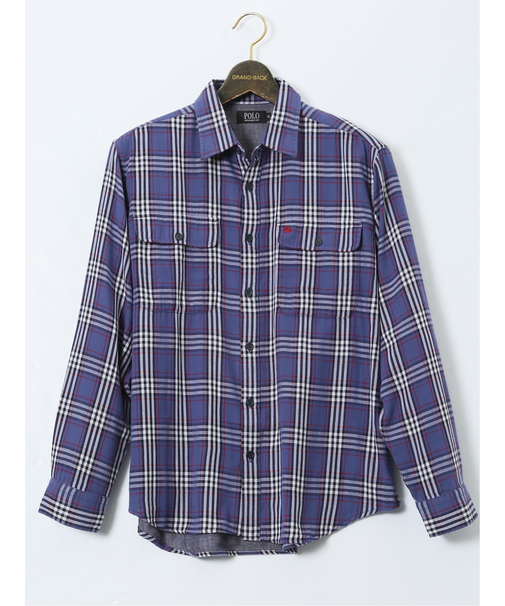 【大きいサイズ】ポロ・ビーシーエス/POLO BCS ダブルガーゼチェック ボタンダウン長袖シャツ