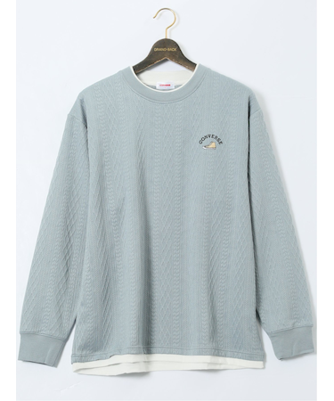 【大きいサイズ】コンバース/CONVERSE ストレッチ ふくれジャガード クルー長袖プルオーバー