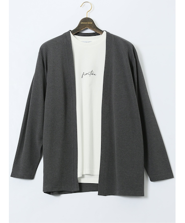 【大きいサイズ】ルイシャブロン/LOUIS CHAVLON 長袖カーディガン&半袖Ｔシャツ アンサンブル