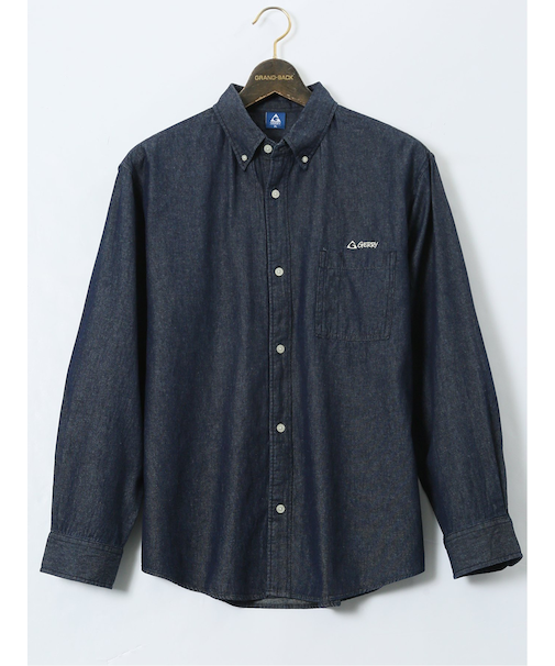 【大きいサイズ】ジェリー/GERREY 綿デニム ボタンダウン長袖シャツ