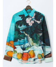 【大きいサイズ】デシグアル/Desigual 静物画風 レギュラーカラー長袖シャツ