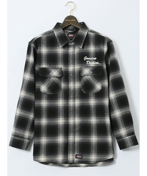 【大きいサイズ】ジュニュイン ディッキーズ/Genuine Dickies 綿混 チェック柄 ワークシャツ