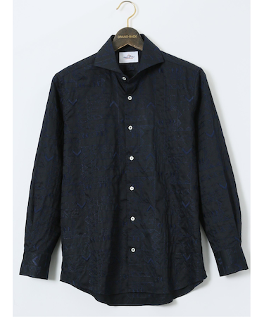 【大きいサイズ】ガリポリカミチェリア/GALLIPOLI camiceria 綿刺繍 カッタウェイ長袖シャツ