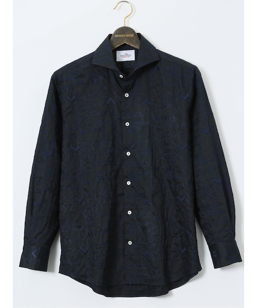 【大きいサイズ】ガリポリカミチェリア/GALLIPOLI camiceria 綿刺繍 カッタウェイ長袖シャツ