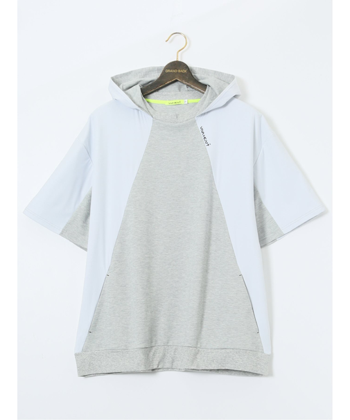 【大きいサイズ】ビバハート/VIVA HEART 吸水速乾 綿混スエット 半袖プルパーカー