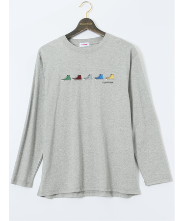 【大きいサイズ】コンバース/CONVERSE シューズ刺繍 クルーネック長袖Ｔシャツ