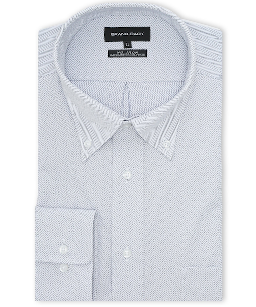 【大きいサイズ】グランバック/GRAND-BACK ノンアイロンストレッチ ボタンダウン長袖ニットシャツ