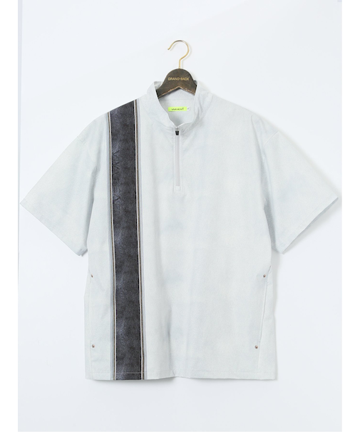 【大きいサイズ】ビバハート/VIVA HEART 撥水 デニムプリント ハーフジップ 半袖プルオーバー