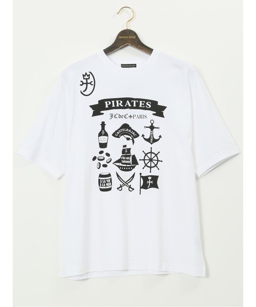 【大きいサイズ】カステルバジャック/CASTELBAJAC 綿天竺 パイレーツ クルー 半袖 Tシャツ