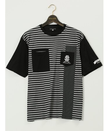 【大きいサイズ】カステルバジャック/CASTELBAJAC 綿天竺 ボーダー柄 クルー 半袖 Tシャツ