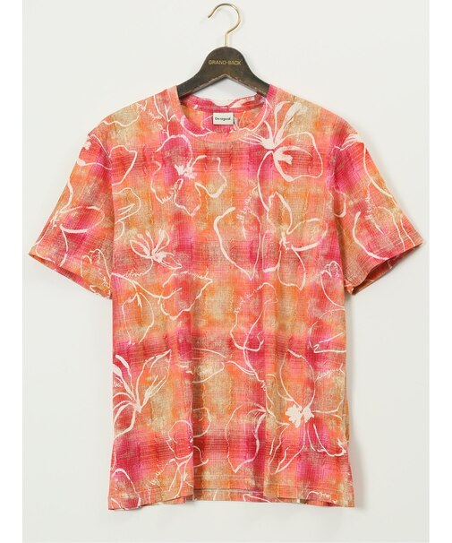 【大きいサイズ】デシグアル/Desigual ストレッチ 綿ジャージー プリント クルーネック 半袖 Tシャツ