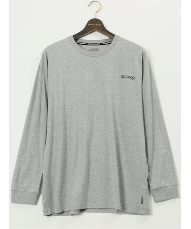 【大きいサイズ】アウトドアプロダクツ/OUTDOOR PRODUCTS 綿天竺 バックプリント クルー 長袖 Tシャツ